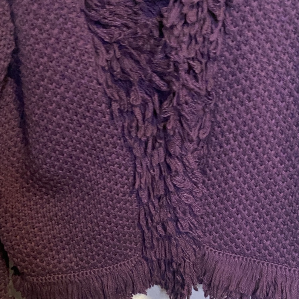 Jones New York Deep Purple Fringe Cardigan - Picture 4 of 6